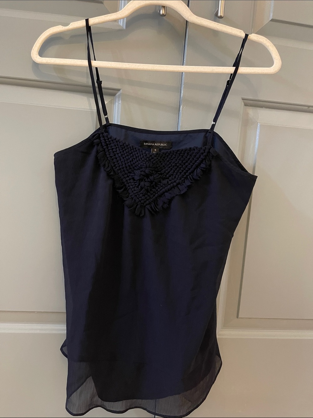 Banana Republic Navy Crochet-Detail Spaghetti Strap Cami